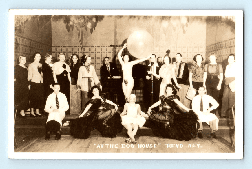 RPPC "At The Dog House" Reno Nevada, "Divorcees' Haven" Risqué Postcard