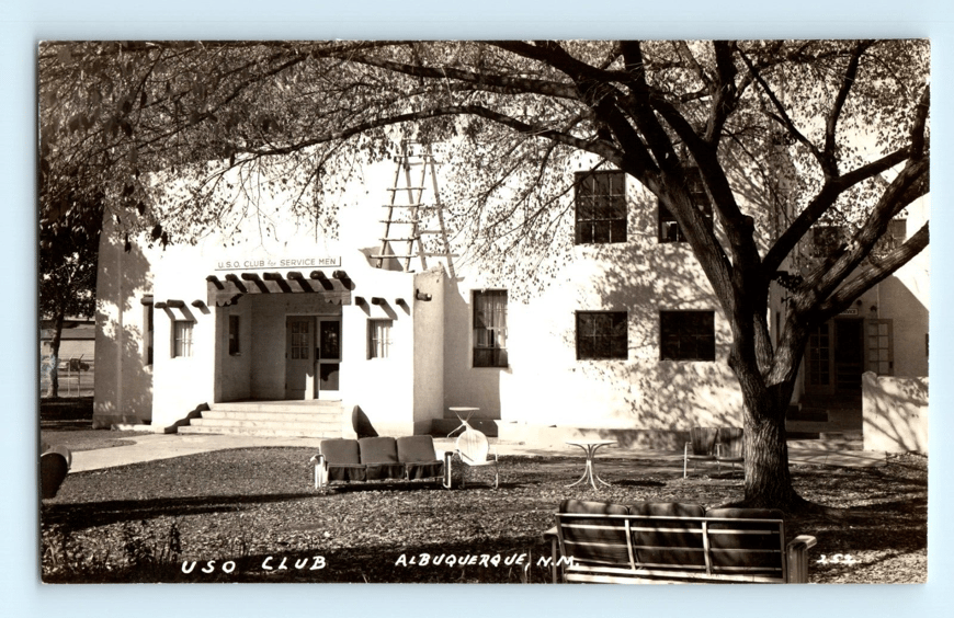 c.1930-1940 RPPC Albuquerque New Mexico USO Club Real Photo Postcard