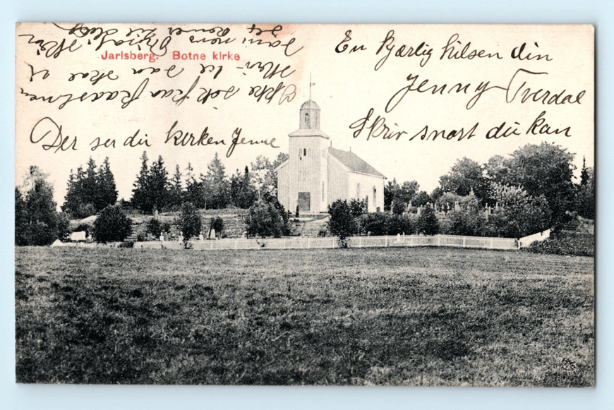 Botne Kirke Jarisberg Norwegian Lutheran State Church Lithographic Postcard