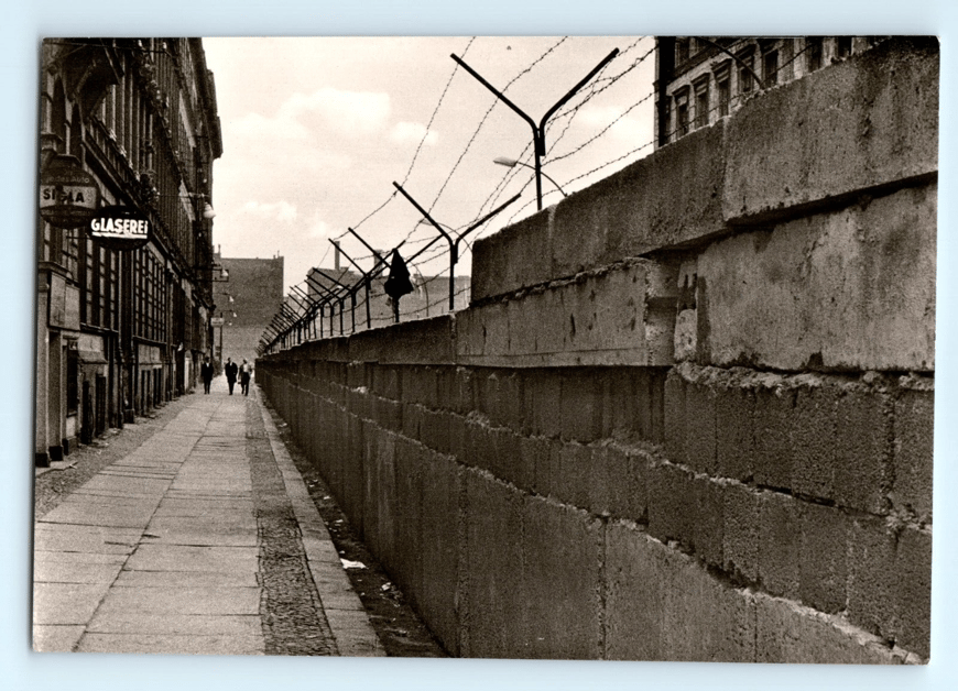Berlin Wall w Razor Wire in Kreuzberg Real Photo Postcard