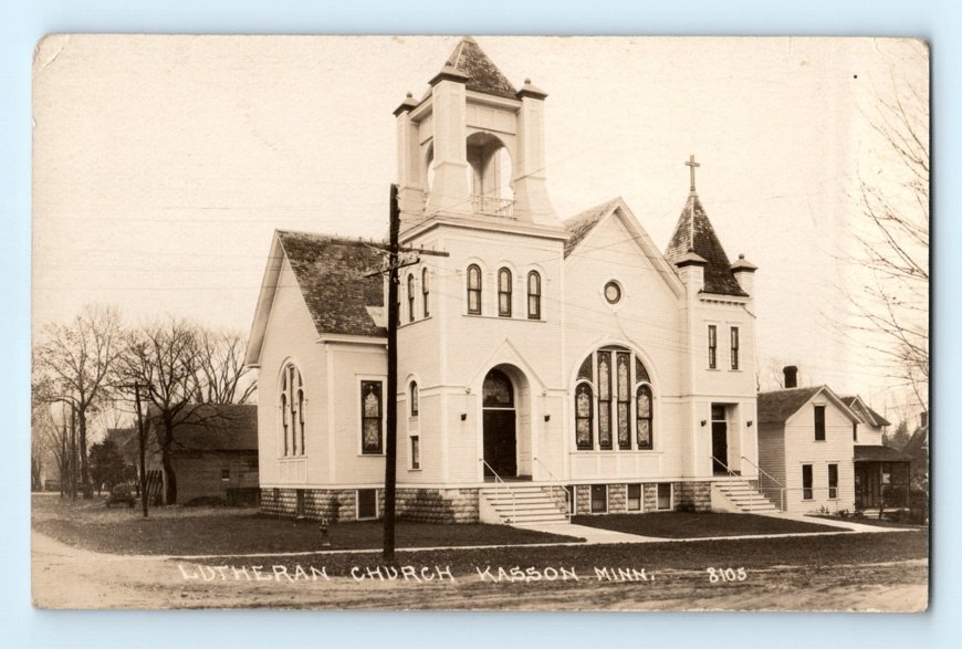 c.1940 Kasson Minnesota Postcard Lutheran Church MN Real Photo Postcard RPPC