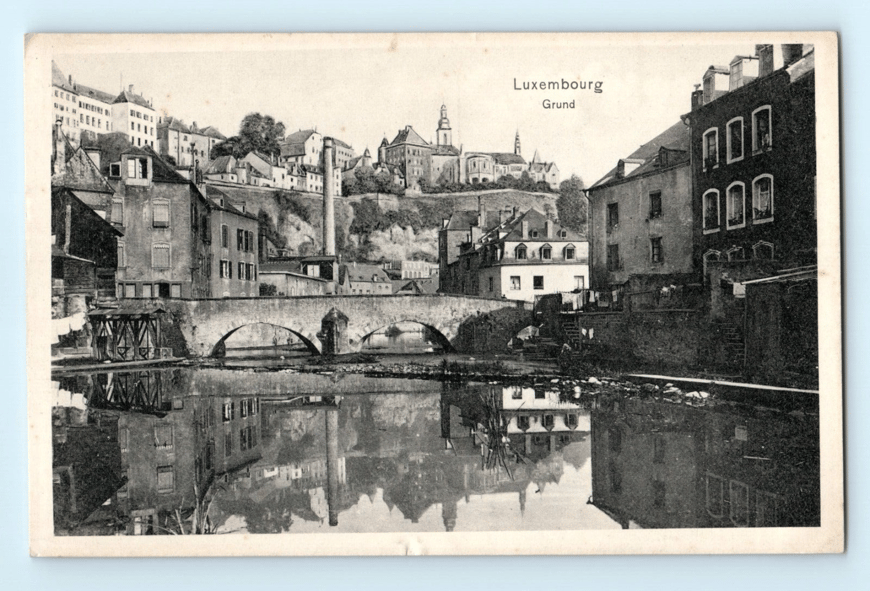 c.1900 Luxembourg Grund Bridge Mansions Vintage Real Photo Postcard PRRC