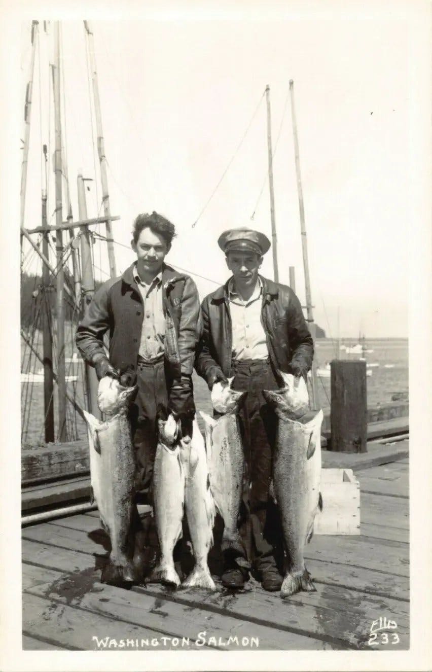 c.1950 Two men holding king salmon (No. 233)