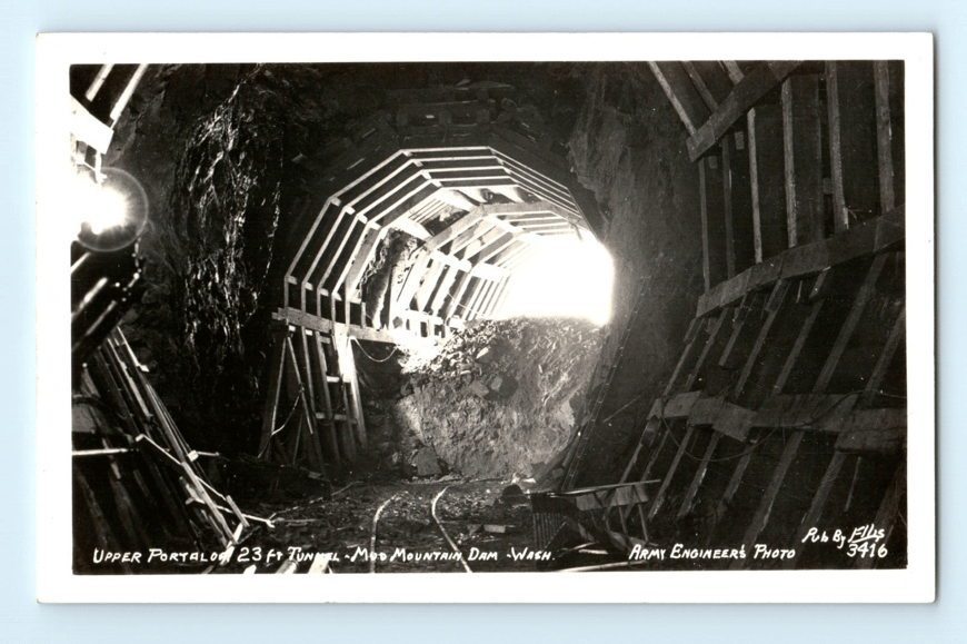 c.1940 RPPC, Upper Portal 23ft Tunnel Mud Mt. Dam Project, Washington Real Photo