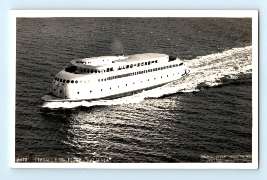 RPPC Postcard Streamlined Ferry Kalakala Seattle - Victoria British Columbia