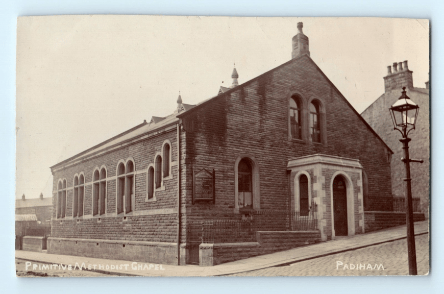 c.1900 Primitive Methodist Chapel in Padiham Streetlamp Real Photo Postcard RPPC