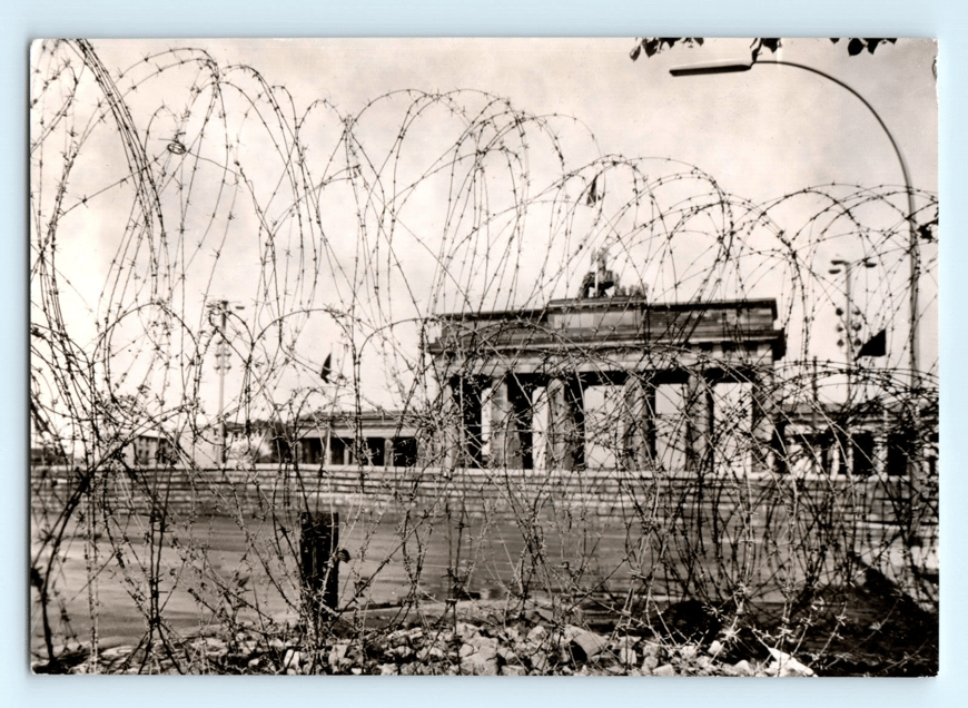 Brandenburg Gate with Wall and Barbed Wire Real Photo Postcard RPPC