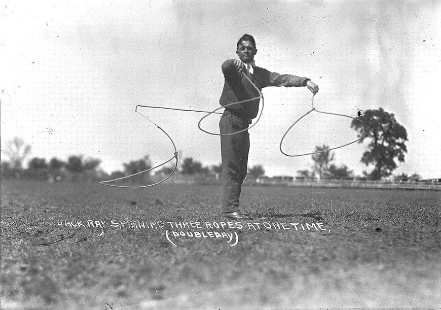 Jack Ray Spinning Three Ropes at One Time by Ralph R. Doubleday